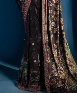 Luxury Formal Black Printed &Amp; Embroidered Satin Silk Saree Mbps-W2501Bs 13 Mps W2501Sareej Imanistudio.com