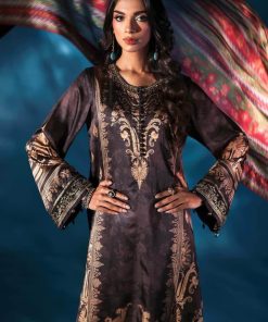 Luxury Formal Black Printed &Amp; Embroidered Satin Silk Suit Mbps-W2502Bp 11 Mps W2502Black Imanistudio.com