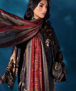 Luxury Formal Black Printed &Amp; Embroidered Satin Silk Suit Mbps-W2502Bp 12 Mps W2502Blacka Imanistudio.com