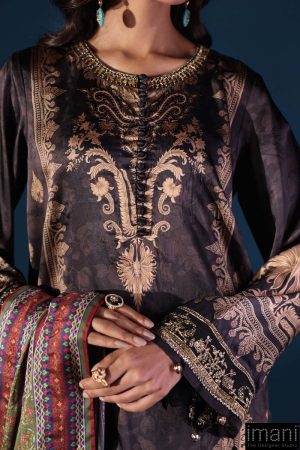 Luxury Formal Black Printed &Amp; Embroidered Satin Silk Suit Mbps-W2502Bp 13 Mps W2502Blacke Imanistudio.com