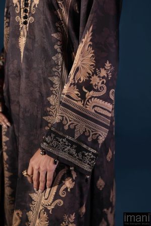 Luxury Formal Black Printed &Amp; Embroidered Satin Silk Suit Mbps-W2502Bp 16 Mps W2502Blackf Imanistudio.com