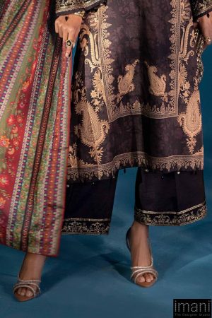 Luxury Formal Black Printed &Amp; Embroidered Satin Silk Suit Mbps-W2502Bp 17 Mps W2502Blackg Imanistudio.com