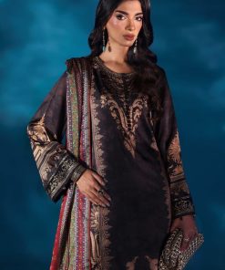 Luxury Formal Black Printed &Amp; Embroidered Satin Silk Suit Mbps-W2502Bp 14 Mps W2502Blackk Imanistudio.com