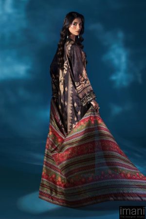 Luxury Formal Black Printed &Amp; Embroidered Satin Silk Suit Mbps-W2502Bp 18 Mps W2502Blackl Imanistudio.com