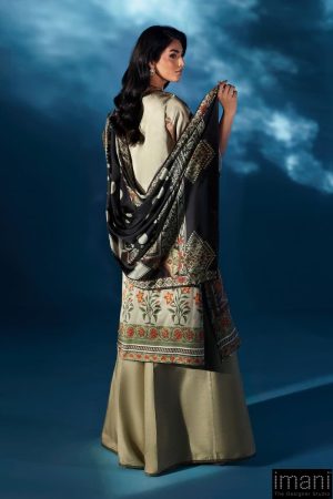Luxury Formal Skin Colour Printed &Amp; Embroidered Satin Silk Suit Mbps-W2505Sc 16 Mps W2505Offwhite Imanistudio.com