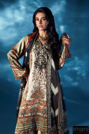 Luxury Formal Skin Colour Printed &Amp; Embroidered Satin Silk Suit Mbps-W2505Sc 10 Mps W2505Offwhitea Imanistudio.com