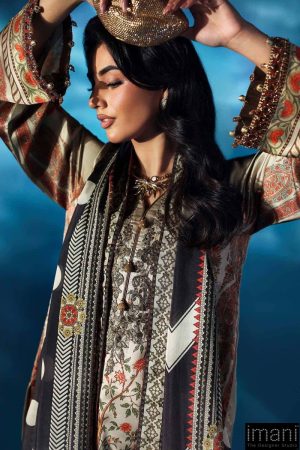 Luxury Formal Skin Colour Printed &Amp; Embroidered Satin Silk Suit Mbps-W2505Sc 11 Mps W2505Offwhiteb Imanistudio.com