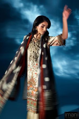 Luxury Formal Skin Colour Printed &Amp; Embroidered Satin Silk Suit Mbps-W2505Sc 12 Mps W2505Offwhitec Imanistudio.com