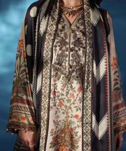 Luxury Formal Skin Colour Printed &Amp; Embroidered Satin Silk Suit Mbps-W2505Sc 13 Mps W2505Offwhitee Imanistudio.com