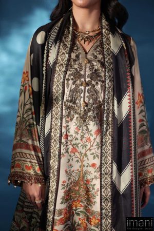 Luxury Formal Skin Colour Printed &Amp; Embroidered Satin Silk Suit Mbps-W2505Sc 13 Mps W2505Offwhitee Imanistudio.com