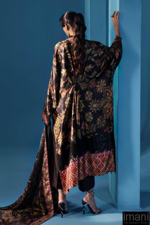 Luxury Formal Black Printed &Amp; Embroidered Satin Silk Kaftan Suit Mbps-W2507Bk 10 Mps W2507Kaftan Imanistudio.com