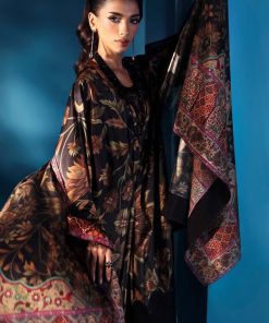 Luxury Formal Black Printed &Amp; Embroidered Satin Silk Kaftan Suit Mbps-W2507Bk 11 Mps W2507Kaftana Imanistudio.com