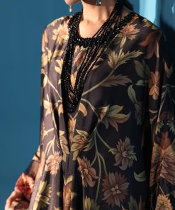 Luxury Formal Black Printed &Amp; Embroidered Satin Silk Kaftan Suit Mbps-W2507Bk 14 Mps W2507Kaftane Imanistudio.com
