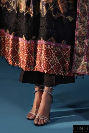 Luxury Formal Black Printed &Amp; Embroidered Satin Silk Kaftan Suit Mbps-W2507Bk 16 Mps W2507Kaftang Imanistudio.com