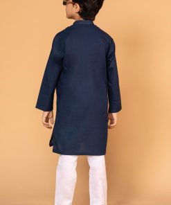 Boys Navy Blue 1Pcs Self Jacquard Kurta Imist-2504Nb 10 Navy 2504Boyb Imanistudio.com