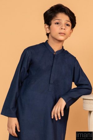 Boys Navy Blue 1Pcs Self Jacquard Kurta Imist-2504Nb 8 Navy 2504Boyc Imanistudio.com