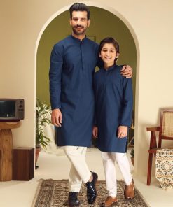 Boys Navy Blue 1Pcs Self Jacquard Kurta Imist-2504Nb 9 Navy 2504Boyd Imanistudio.com