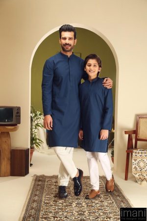 Boys Navy Blue 1Pcs Self Jacquard Kurta Imist-2504Nb 9 Navy 2504Boyd Imanistudio.com