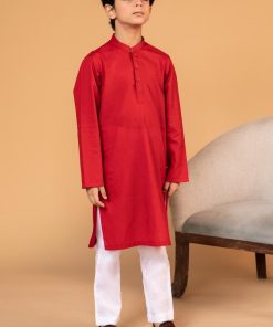 Boys Rio Red 2pc Self Jacquard Kurta Trousers Suit IMIST-2502RR