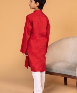 Boys Rio Red 2Pc Self Jacquard Kurta Trousers Suit Imist-2502Rr 8 Rio Red 2502Boyb Imanistudio.com