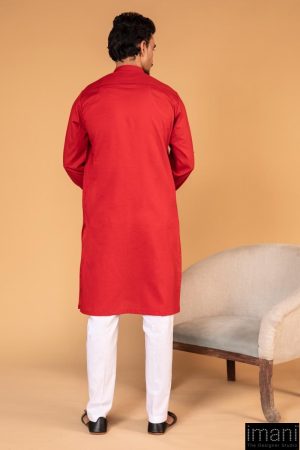 1Pc Men Self-Jacquard Rio Red Kurta Imist-2506Rr 8 Rio Red 2506Man Imanistudio.com