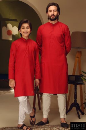 1Pc Men Self-Jacquard Rio Red Kurta Imist-2506Rr 7 Rio Red 2506Manb Imanistudio.com
