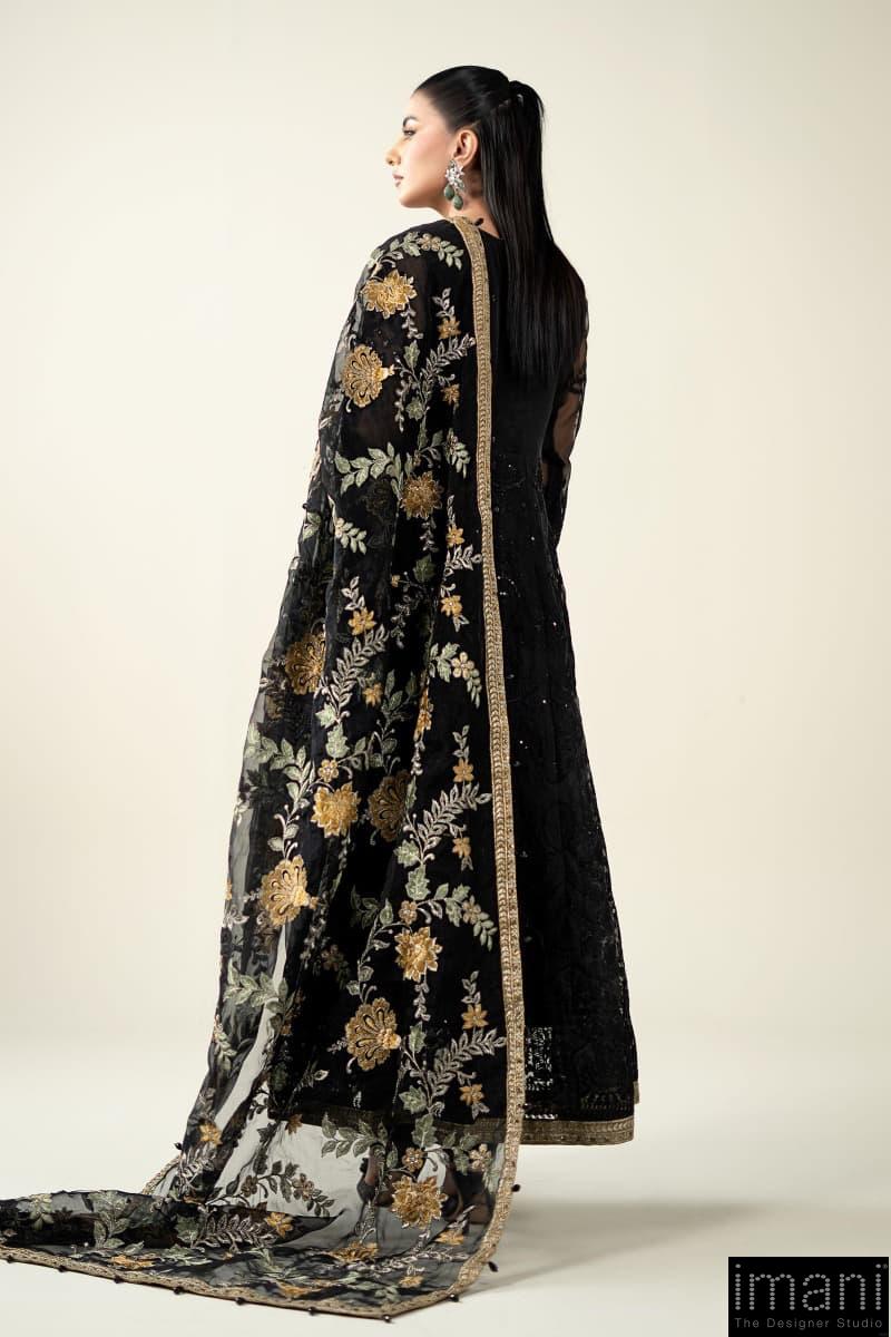 Luxury Formal Black Embroidered Organza Suit Mbds-W2507Bo 9 Luxury Formal Black Embroidered Organza Suit Mbds-W2507Bo - Image 9