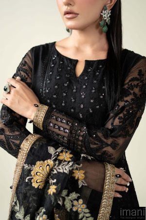 Luxury Formal Black Embroidered Organza Suit Mbds-W2507Bo 16 Sf Ef2309Blkf Imanistudio.com