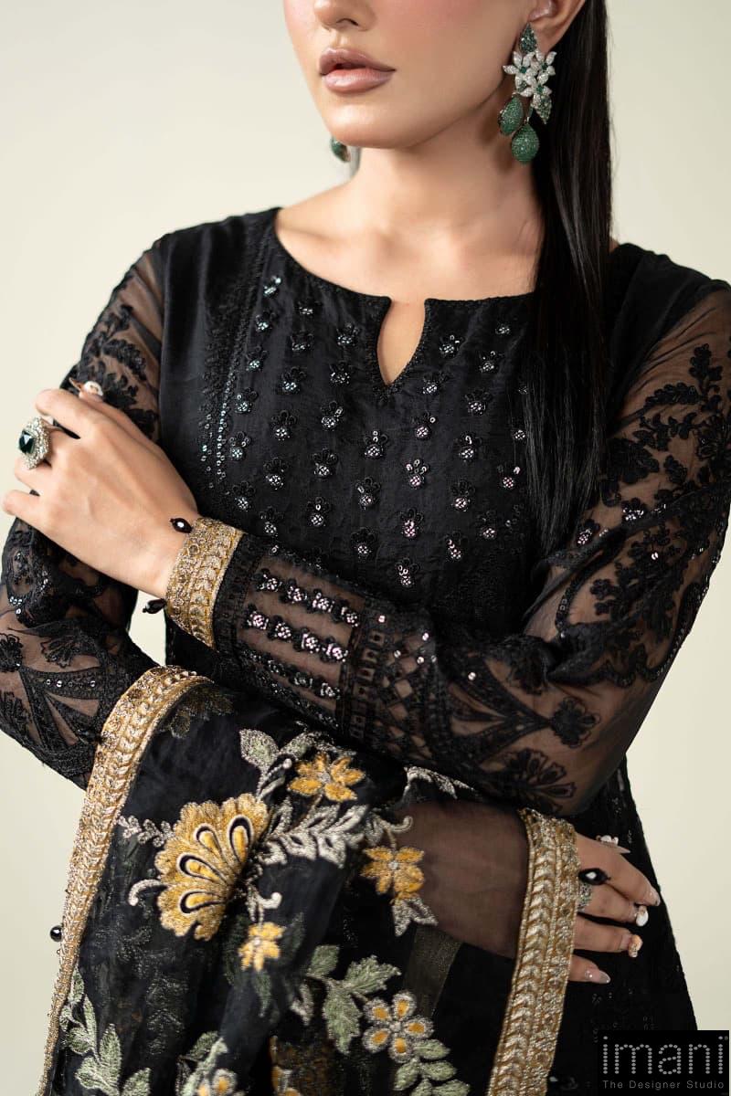 Luxury Formal Black Embroidered Organza Suit Mbds-W2507Bo 7 Luxury Formal Black Embroidered Organza Suit Mbds-W2507Bo - Image 7