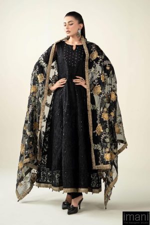 Luxury Formal Black Embroidered Organza Suit Mbds-W2507Bo 13 Sf Ef2309Blkh Imanistudio.com