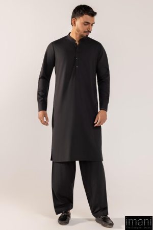 2Pcs Splendid Wash&Wear Black Shalwar Kameez Suit IMIST-2511BK