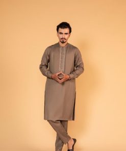 3Pcs Meraki Poly/Cotton Olive Kameez/Pants &Amp; Waistcoat Suit: Imist-2517Lv 8 Meraki Olivec Imanistudio.com