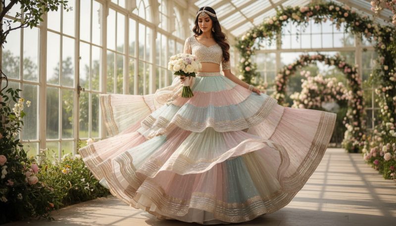 Types Of Lehenga: The Ultimate Guide To Choose Your Perfect Style 4 Bridal Wearing Layered Lehnga