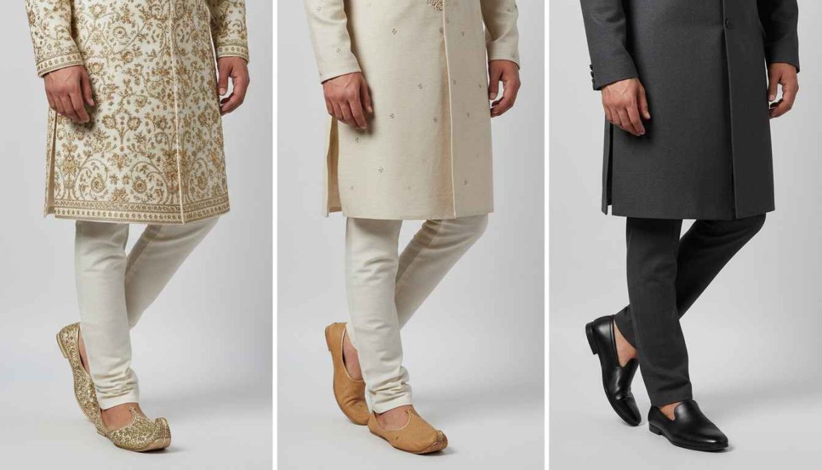 How To Wear A Sherwani: Complete Style Guide For Weddings &Amp; Events 3 Matching Footwear With Sherwanis Imanistudio.com