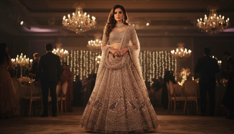 Types Of Lehenga: The Ultimate Guide To Choose Your Perfect Style 18 Heavey Embroided Gray Net Lehnga