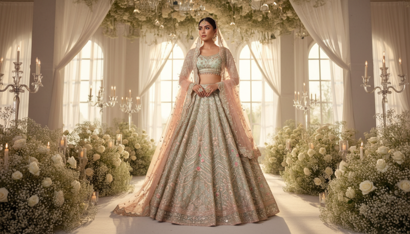 Types Of Lehenga: The Ultimate Guide To Choose Your Perfect Style 21 Bridal Wearing A Heavy Embroided Lehnga Choli