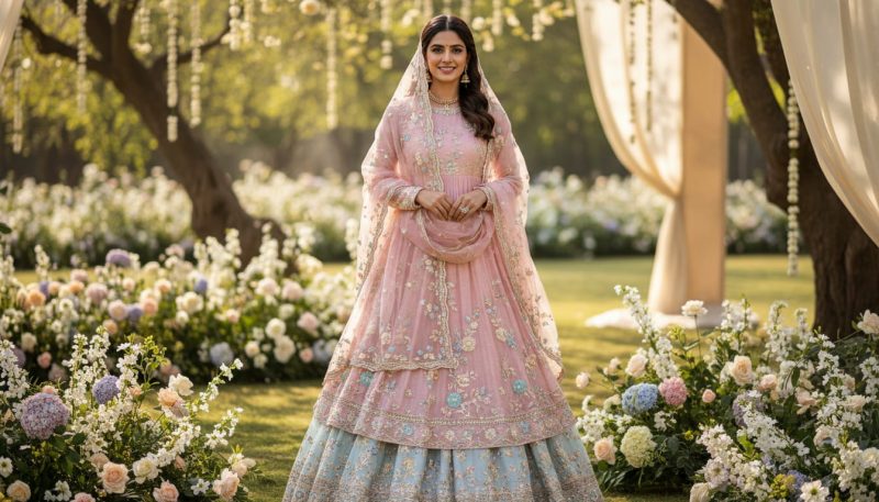 Types Of Lehenga: The Ultimate Guide To Choose Your Perfect Style 8 Bridal Wearing Pastel Color Kurta With Lehnga