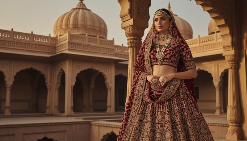 Lehenga Colour Combinations:trending Bridal &Amp; Wedding Picks (2026 Guide) 2 Bridal Wearing A Royal Lehenga Portrait