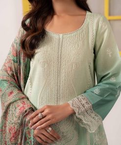 Luxury Pret Green Embroidered Dobby Lawn Suit Mbdw-Ef2663Go 12 Dw Ef2663D Imanistudio.com