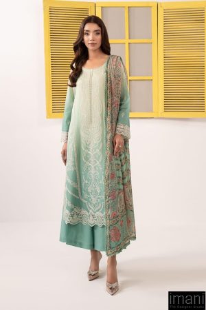 Luxury Pret Green Embroidered Dobby Lawn Suit MBDW-EF2663GO