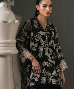 2 Pcs Luxury Pret Black Embroidered Cotton Net Suit Mbdw-Ef2611Bk 8 Dwef26118A Imanistudio.com
