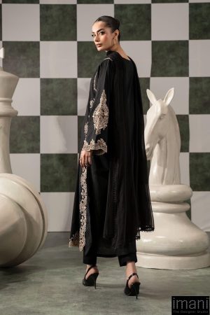 Luxury Pret Black Embroidered Dobby Lawn Suit Mbdw-Ef2620Bb 9 Dwef2620A Imanistudio.com
