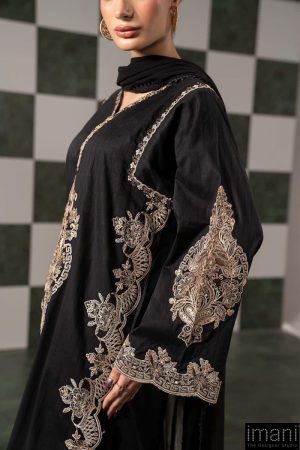 Luxury Pret Black Embroidered Dobby Lawn Suit Mbdw-Ef2620Bb 12 Dwef2620D Imanistudio.com