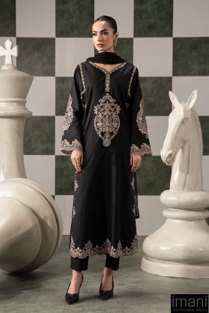 Luxury Pret Black Embroidered Dobby Lawn Suit MBDW-EF2620BB