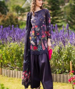 Luxury Pret Navy Blue Printed & Embroidered Lawn Suit MBDW-EF2654NP