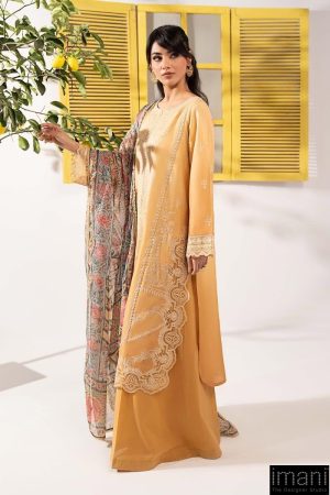 Luxury Pret Green Embroidered Dobby Lawn Suit Mbdw-Ef2663Mo 14 Dwef2663Yellowf Imanistudio.com