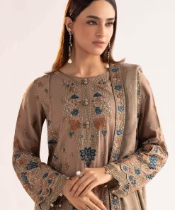 Luxury Pret Coffee Linen Embroidered Suit Mbdw-W2502Cf 13 Dww2502Beigeb Imanistudio.com