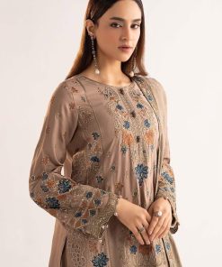 Luxury Pret Coffee Linen Embroidered Suit Mbdw-W2502Cf 14 Dww2502Beigec Imanistudio.com