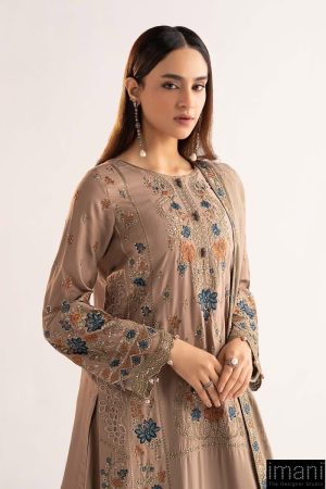 Luxury Pret Coffee Linen Embroidered Suit Mbdw-W2502Cf 14 Dww2502Beigec Imanistudio.com
