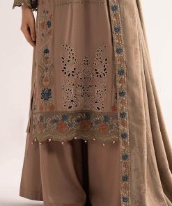 Luxury Pret Coffee Linen Embroidered Suit Mbdw-W2502Cf 18 Dww2502Beigeg Imanistudio.com